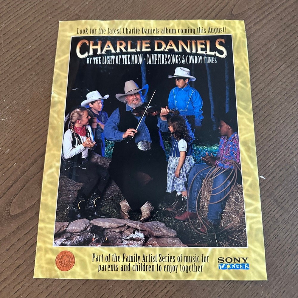 Vintage Charlie Daniels By The Light Of The Moon Sony Wonder Promo Print Ad